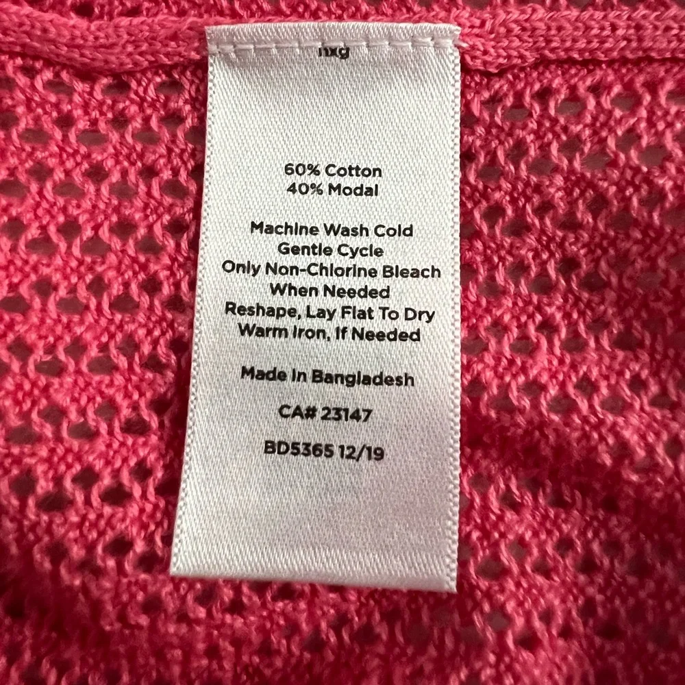 Talbots Lightweight Pink Crocheted Look 3/4 Sleeve Cardigan, NWOT, Size M - Picture 5 of 12